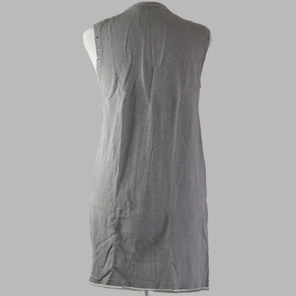 Christina's Gray Sleeveless Open Front Long Embellished Vest Tunic Size S (C783) - Picture 5 of 7